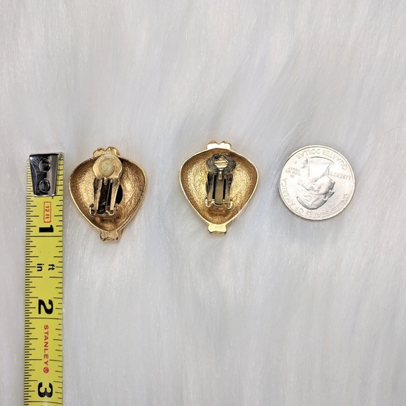 Goldtone Greek Design Cameo Earrings - Picture 3 of 3